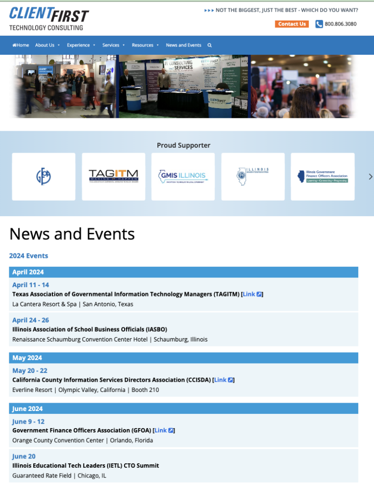 News and Events page