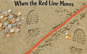 Redline in Sand Footsteps over